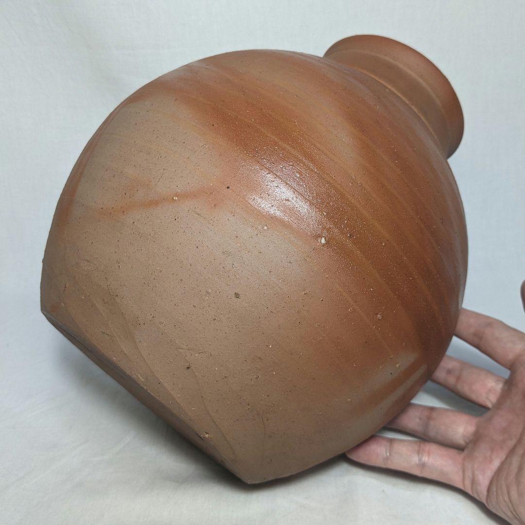 岡山県重要無形文化財 吉本正 備前焼 緋襷壷 合箱 花入 壺 花器 花瓶 茶道具