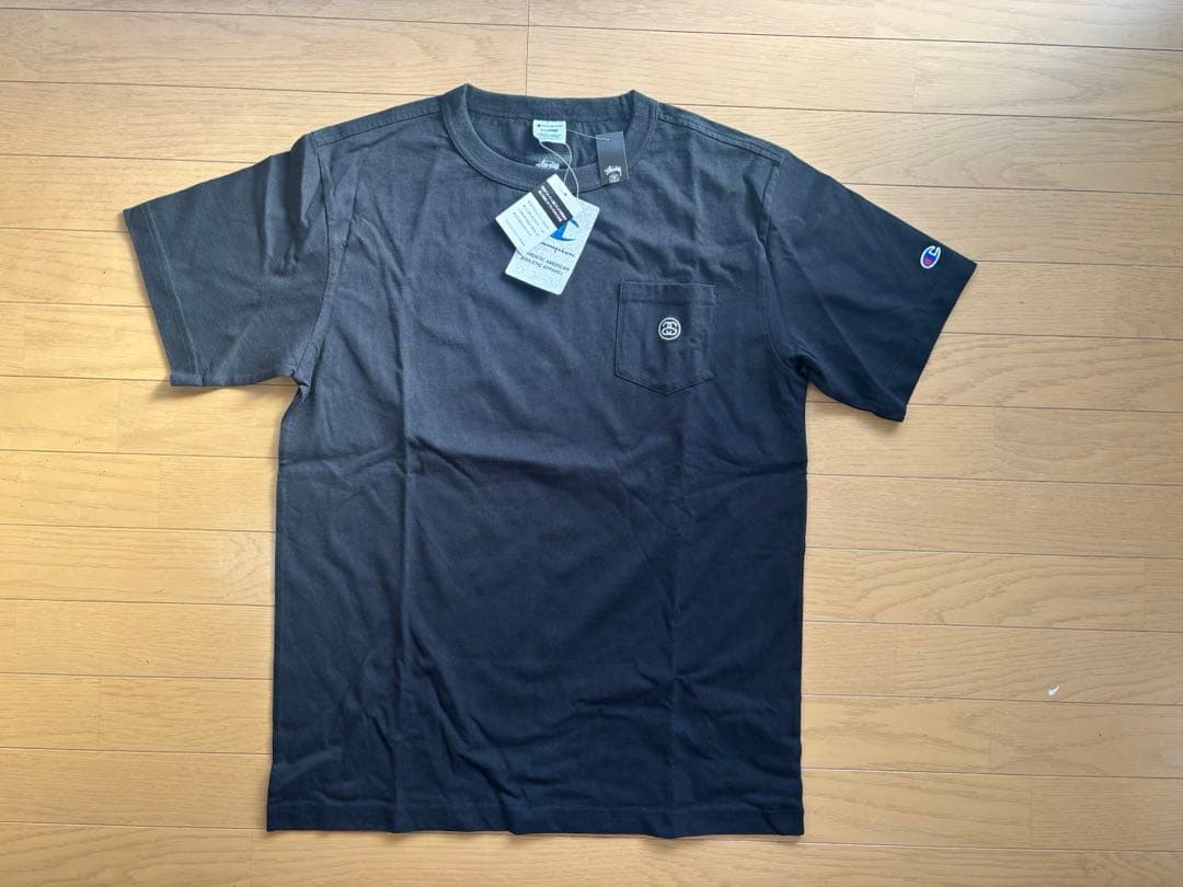 STUSSY × Champion ポケットT 黒 XL 新品 タグ付