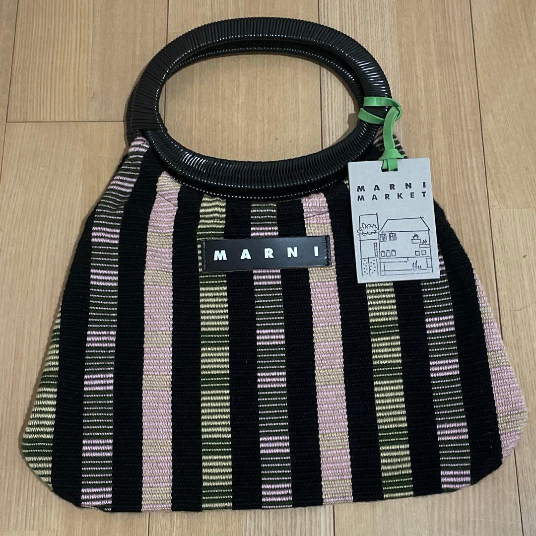 MARNI MARKET ストライプトートバッグ
