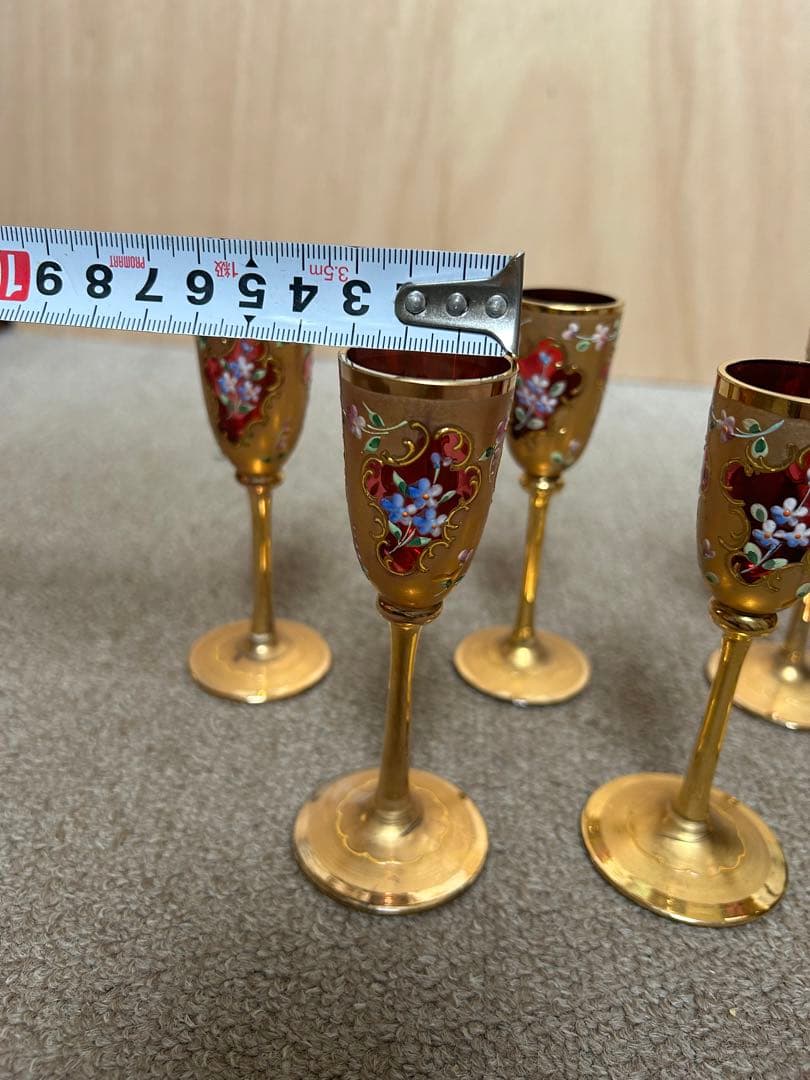 お値下げしました　ベネチアングラス　金彩花紋　ムラーノガラス