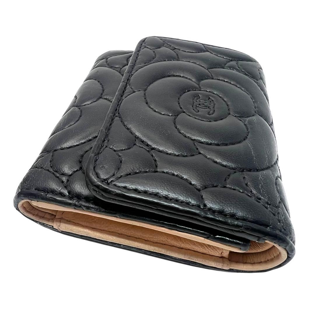 CHANEL シャネル カメリア エンボス 三つ折り財布 コンパクトウォレット