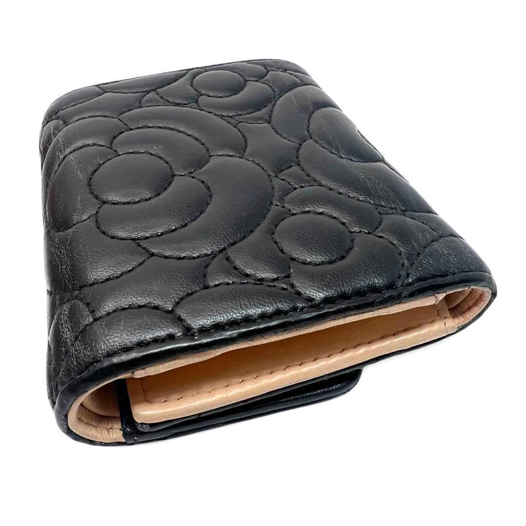 CHANEL シャネル カメリア エンボス 三つ折り財布 コンパクトウォレット