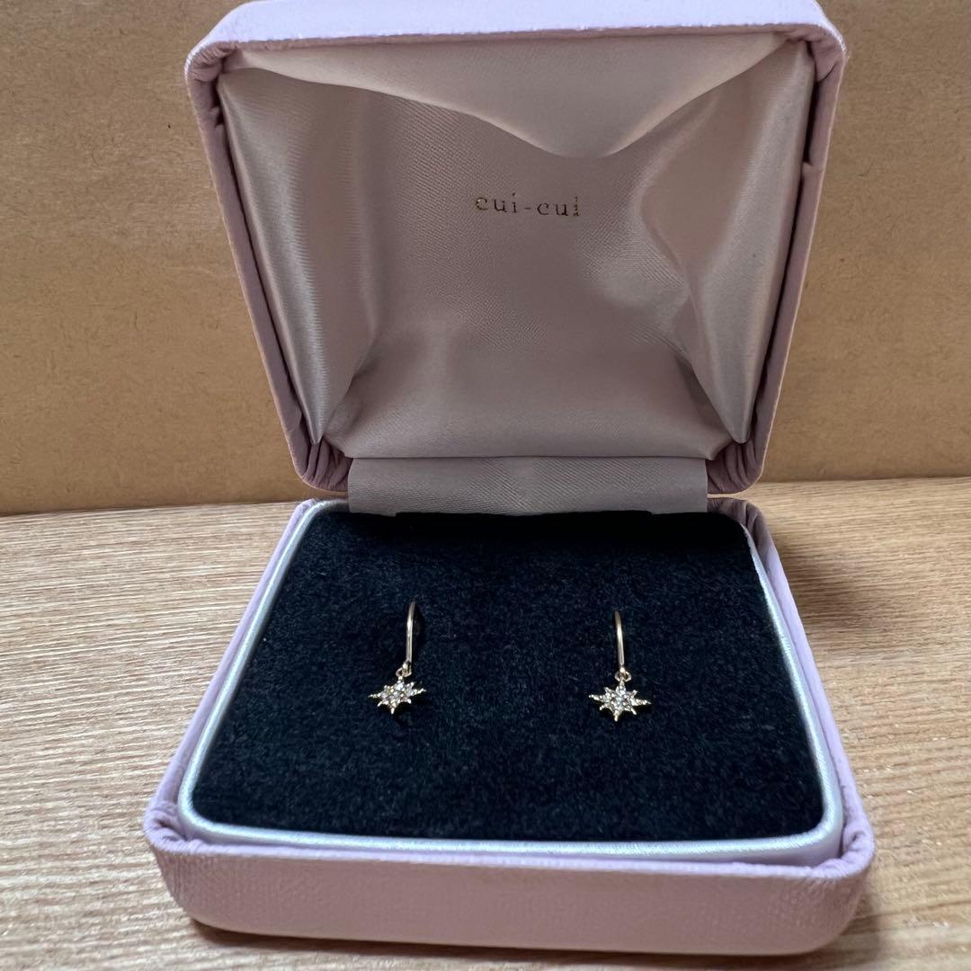 【限定価格】cuicui ダイヤモンド スター フック ピアス K10 10金