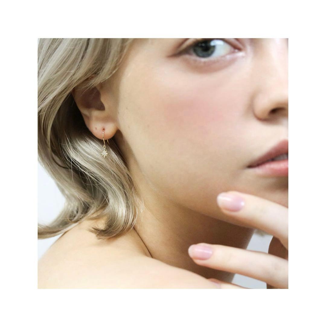 【限定価格】cuicui ダイヤモンド スター フック ピアス K10 10金