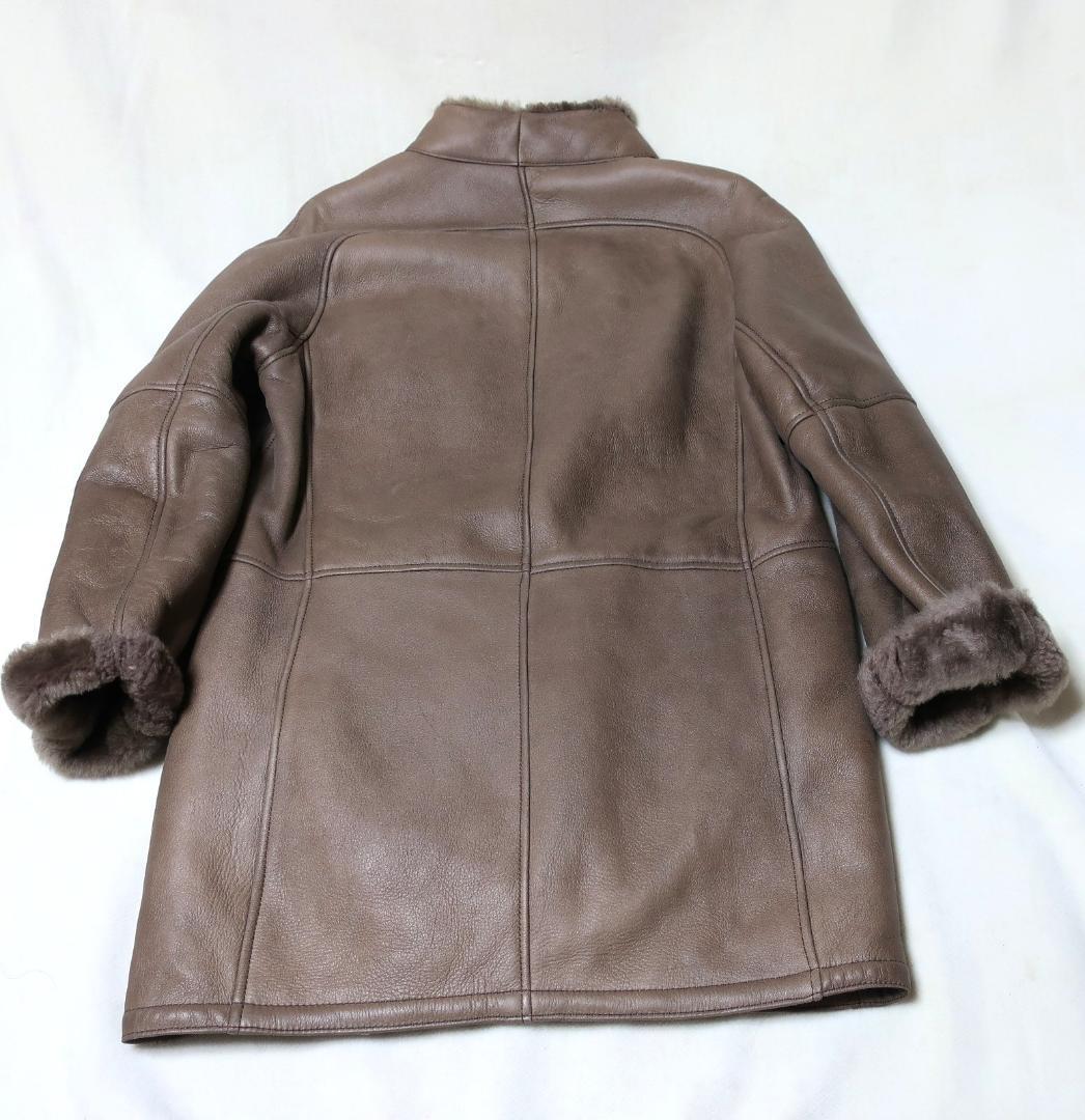 ヴィンテージ メンズスペイン製ムートンコート ラムレザーシアリングコート 茶系