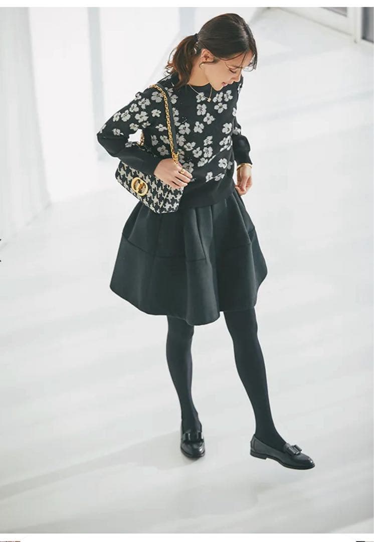 新品未使用タグ付★セブンテン ハイウエストフレアキュロット(ブラック)XS