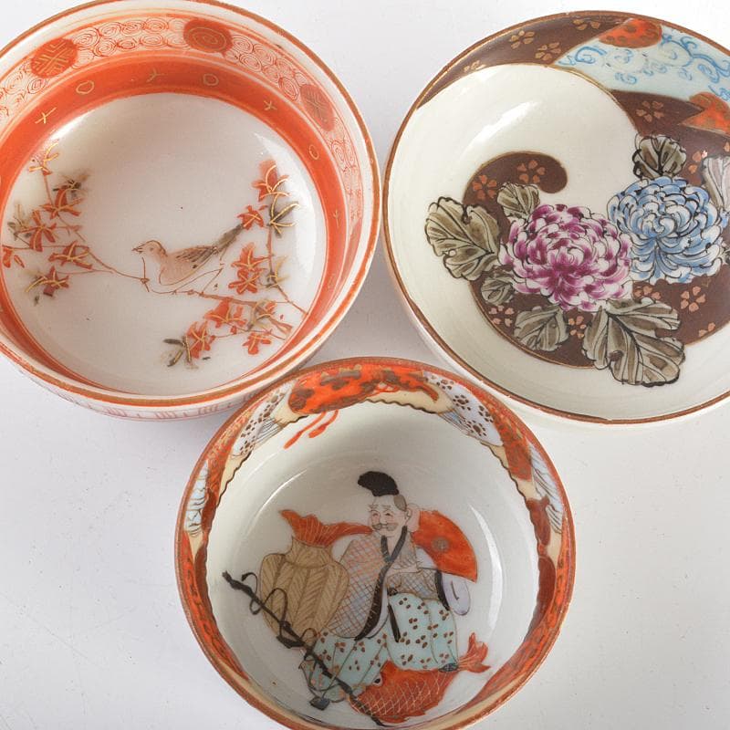 えびいち　金彩　赤絵金彩　染付　人物文　花文など　盃　六客　M　R6634