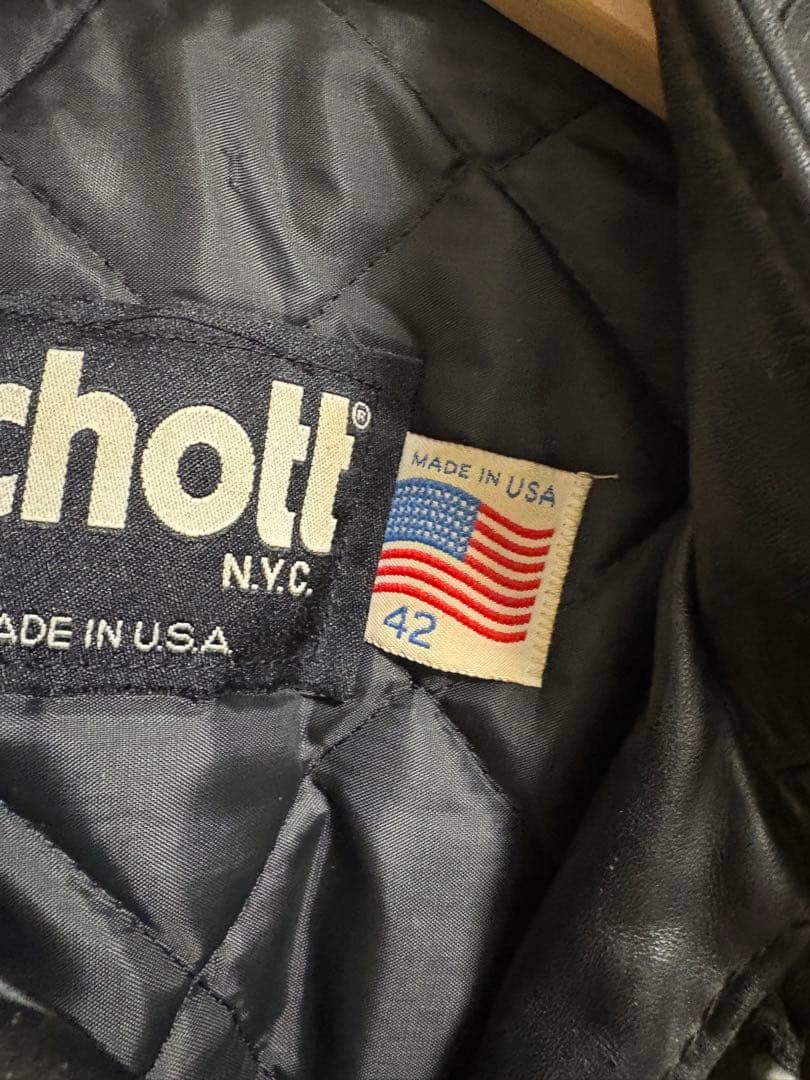 Schott ショット シングルライダース USA製 42 革ジャン 本革 黒