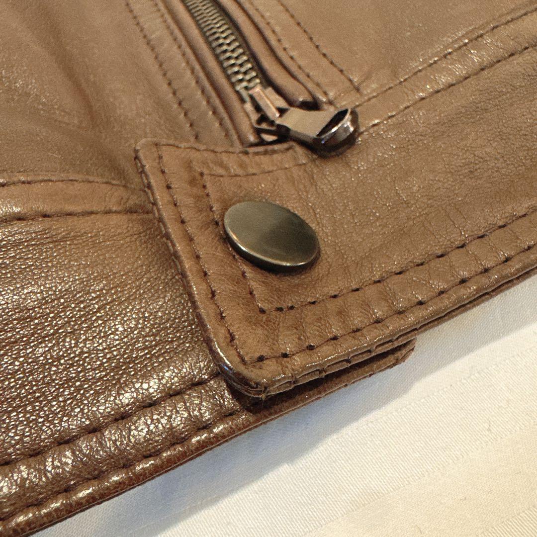 EMMETI エンメティ レザージャケット L ブラウン ナッパレザー 中綿