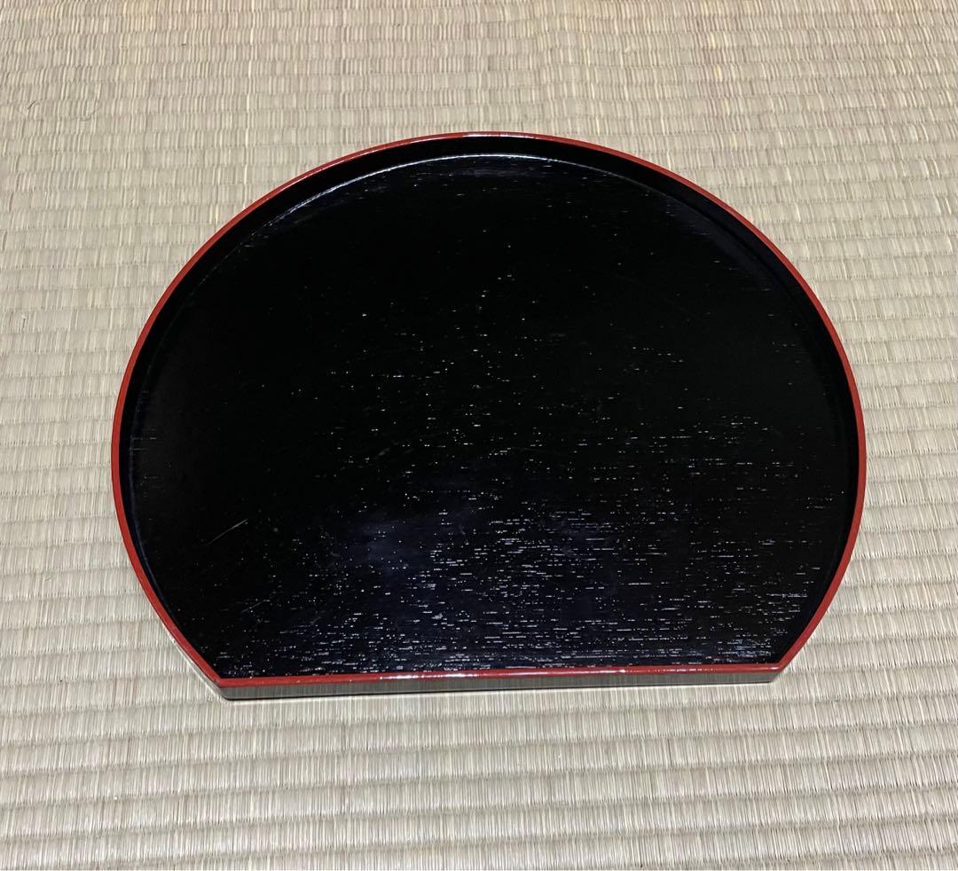 半月盆、輪島塗り、漆、サイズ縦26.5 横30.5㎝、全6点セット