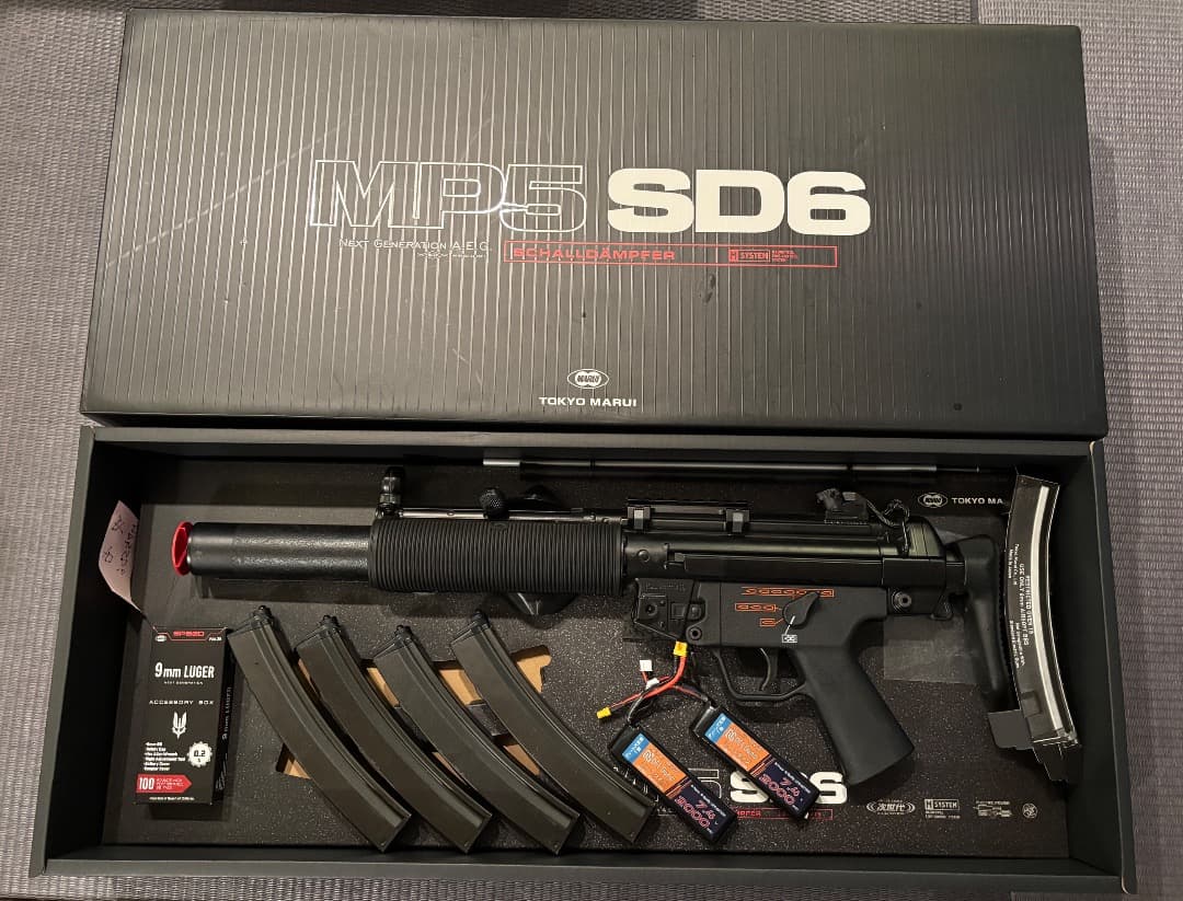 東京マルイ 次世代 MP5SD6 マガジン4本 リポバッテリー2本 XT30