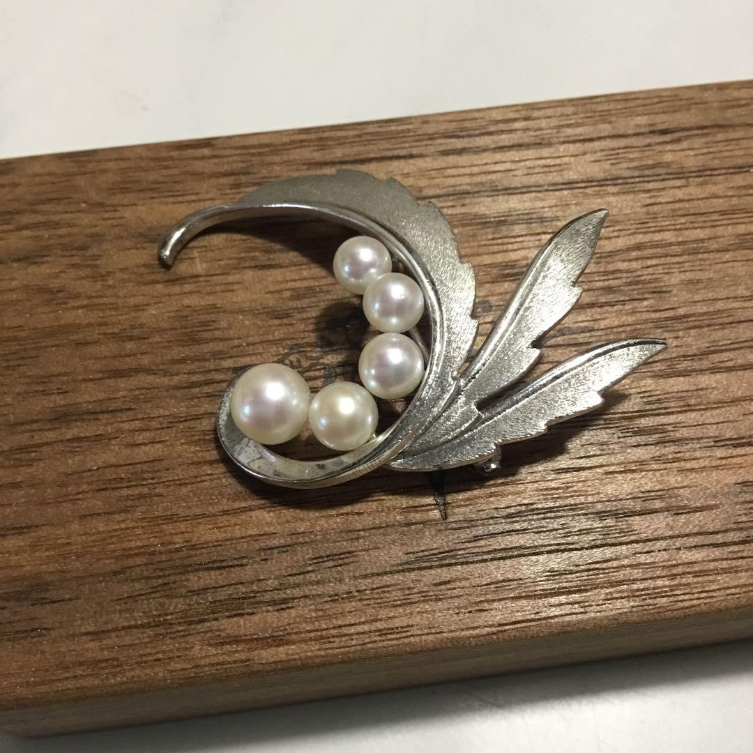 ミキモト　シルバー　天然あこや本真珠　アンティーク　ブローチ