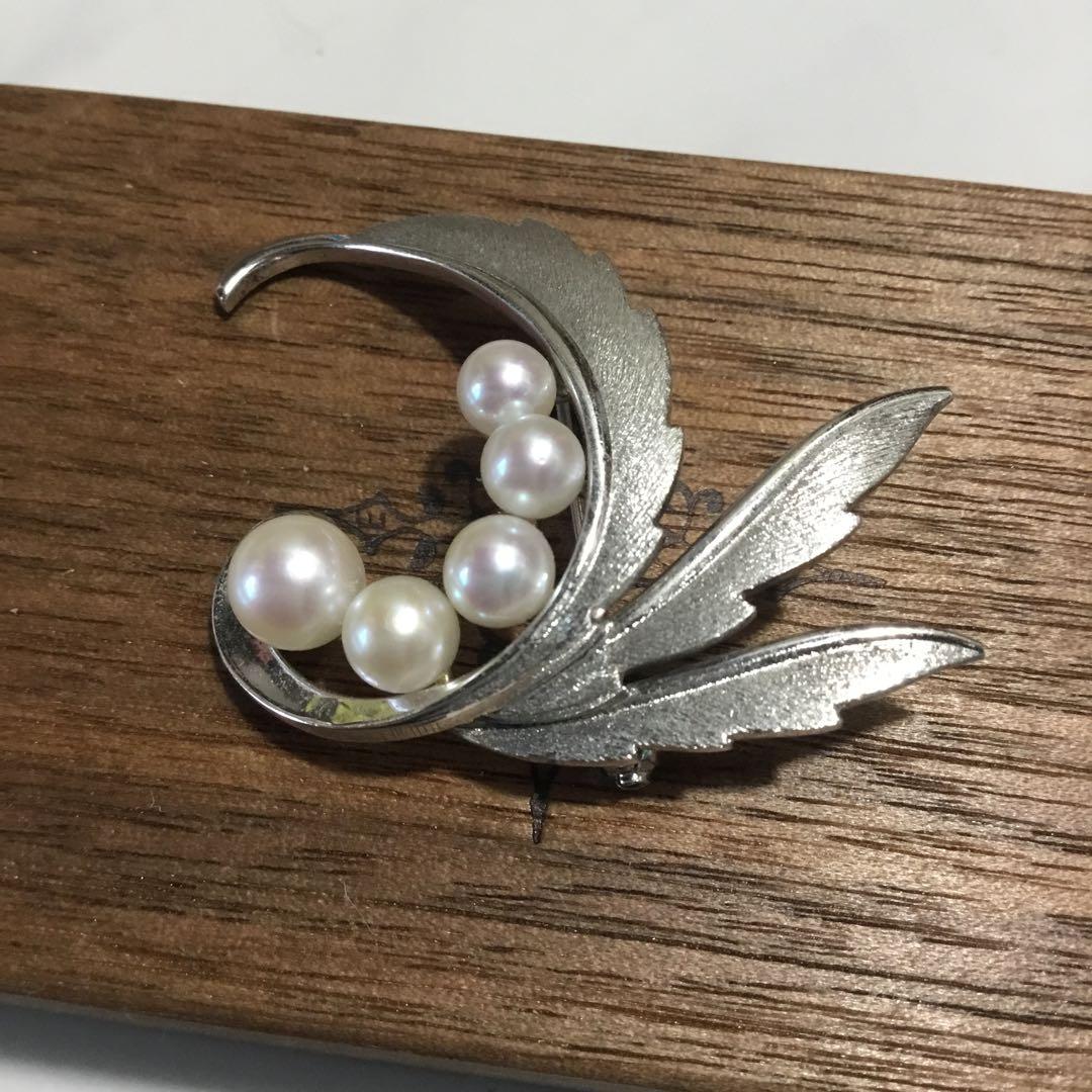 ミキモト　シルバー　天然あこや本真珠　アンティーク　ブローチ