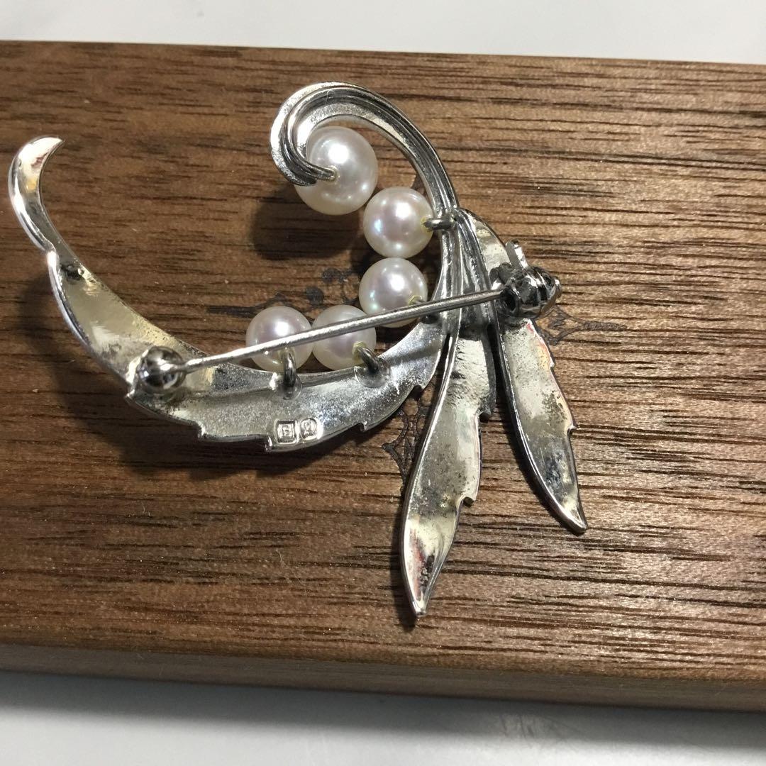 ミキモト　シルバー　天然あこや本真珠　アンティーク　ブローチ