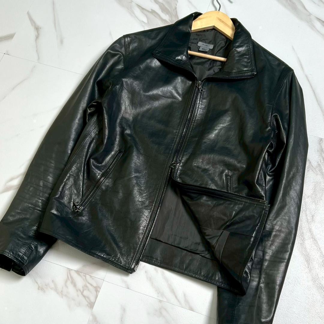 希少　m0851　アニリン　シングル　ライダース　軽量　薄手レザー　ブラック　黒