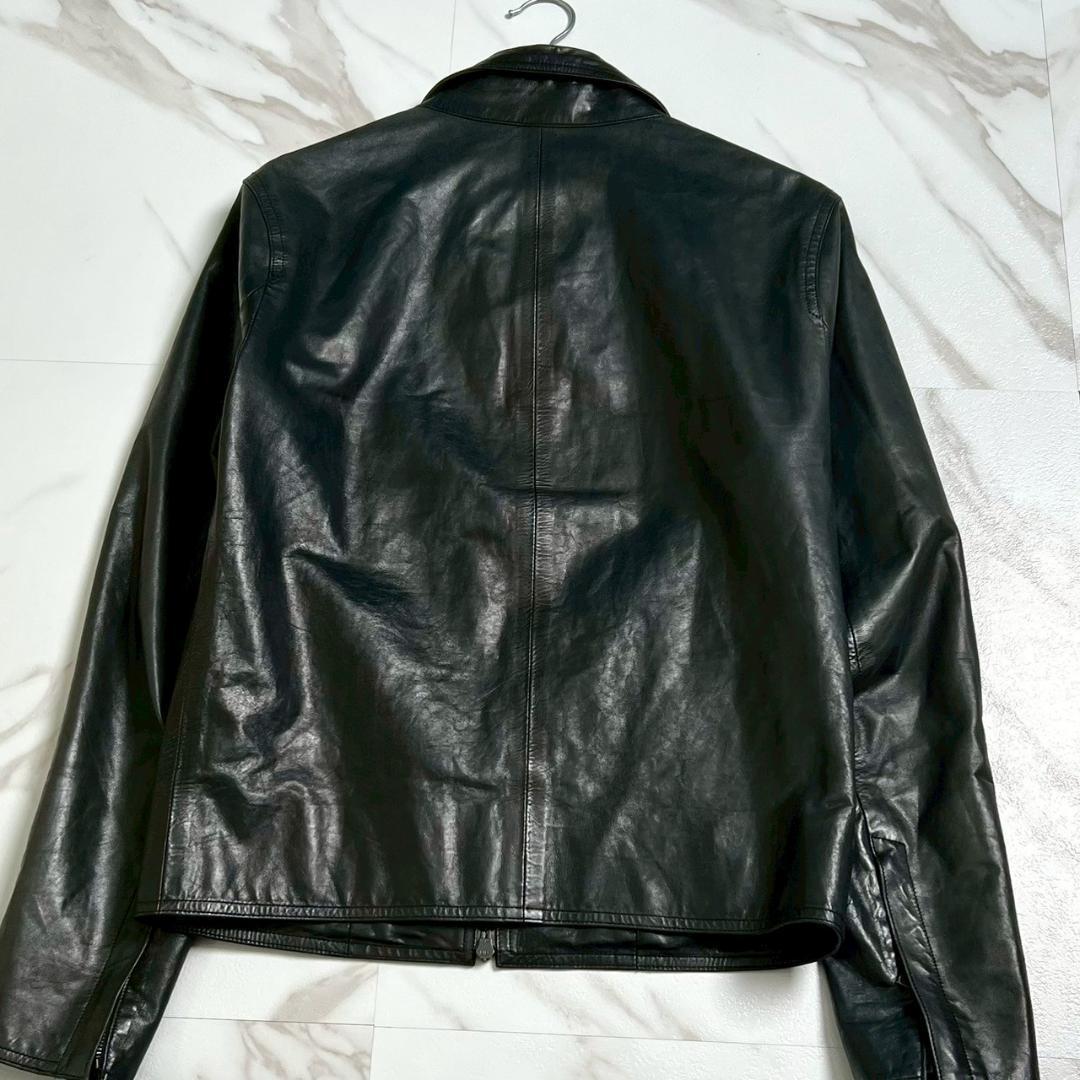 希少　m0851　アニリン　シングル　ライダース　軽量　薄手レザー　ブラック　黒