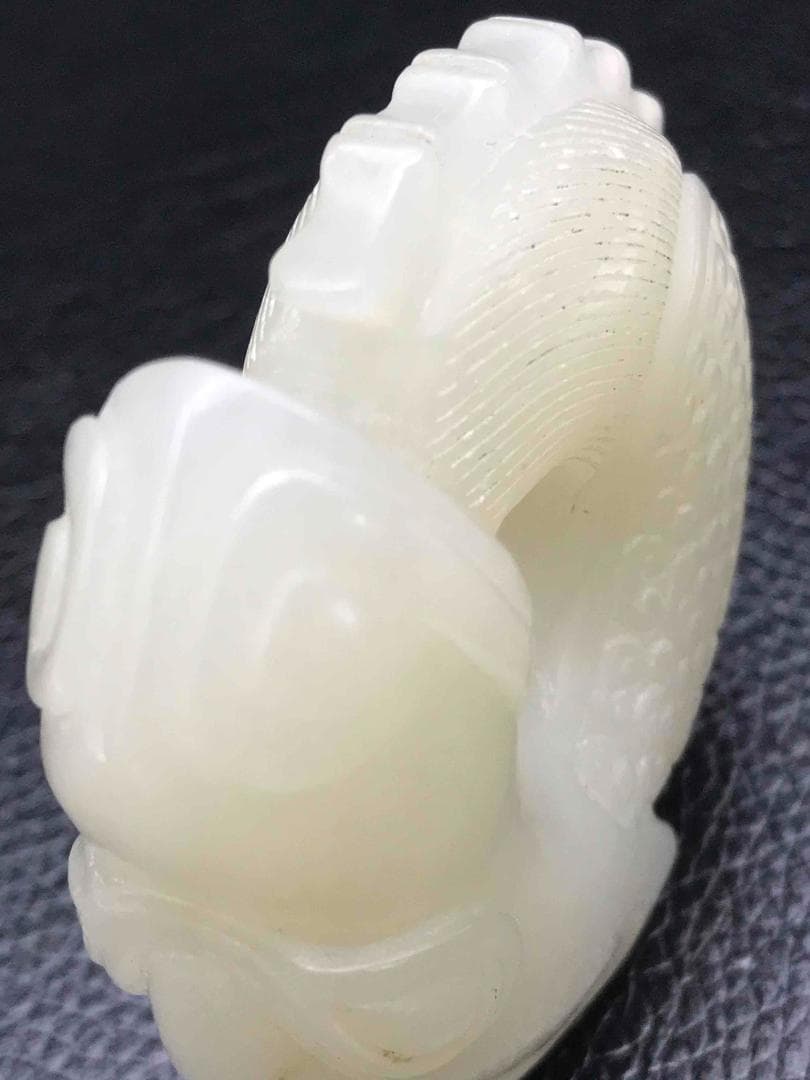 清時代　和田玉 玉佩　紅山文化風　古玉猪龍佩　稀品　和田玉彫り(F-64)