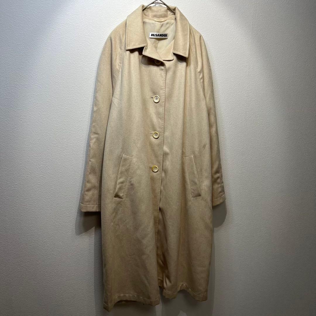 希少 JIL SANDER 上質 キャメル デザイン チェスター ロングコート