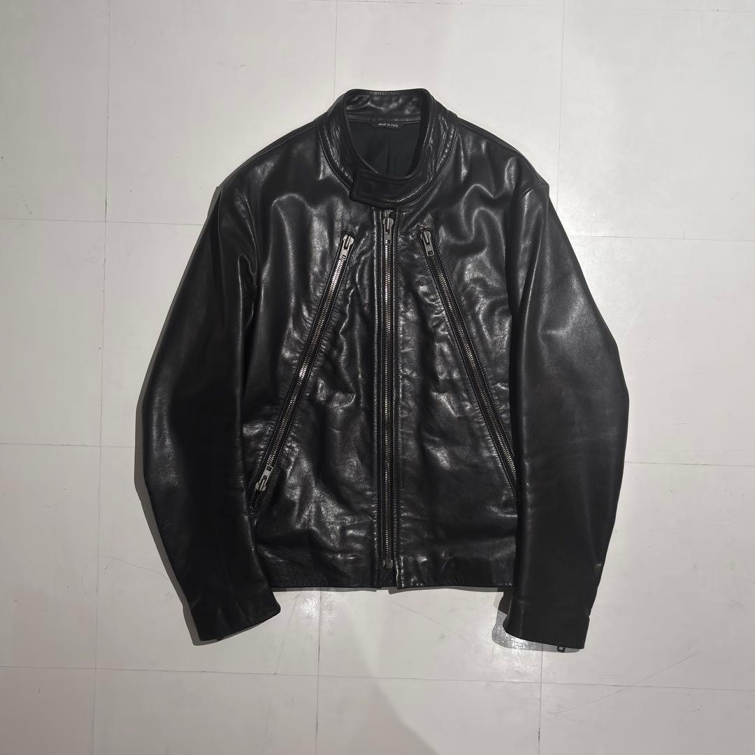 【09AW】メゾン マルタン マルジェラ ハの字 ライダース ブラック 44