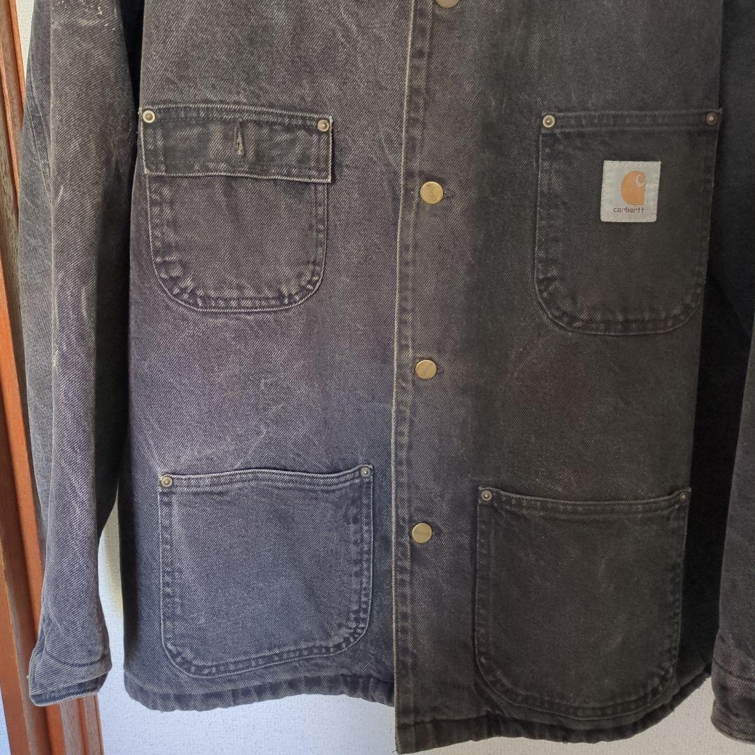 カーハートブラックデニムダメージあり
