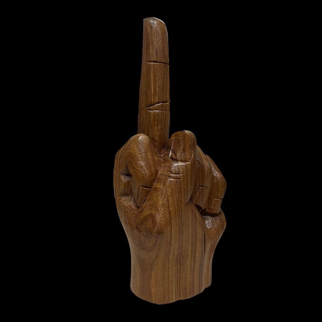 激レア　ビンテージ　木製　ピース ハンドサイン　オブジェ　置物　ウッドサイン