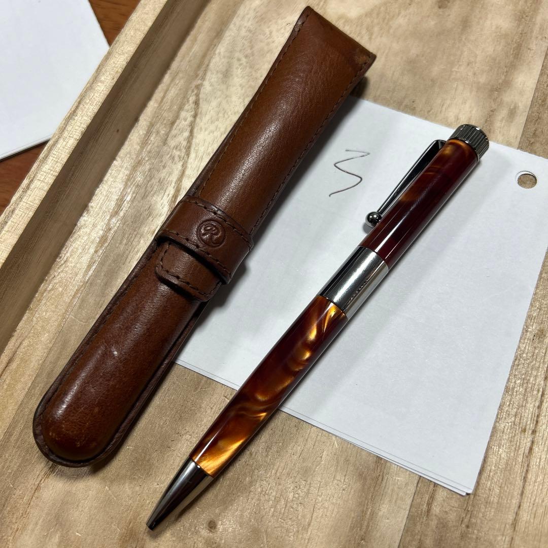 ROMEO ロメオ No.3細軸 ボールペン イタリアンアンバー専用ケース付き