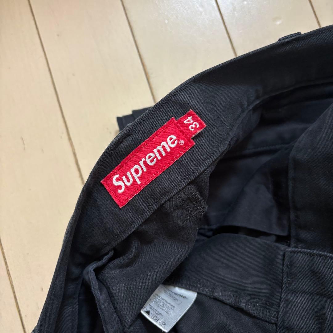 Supreme 黒 チノパン 34