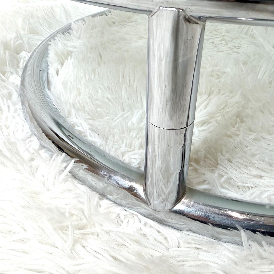 ミッドセンチュリー ラウンドテーブル 4段 ガラス 可動式 ヴィンテージ