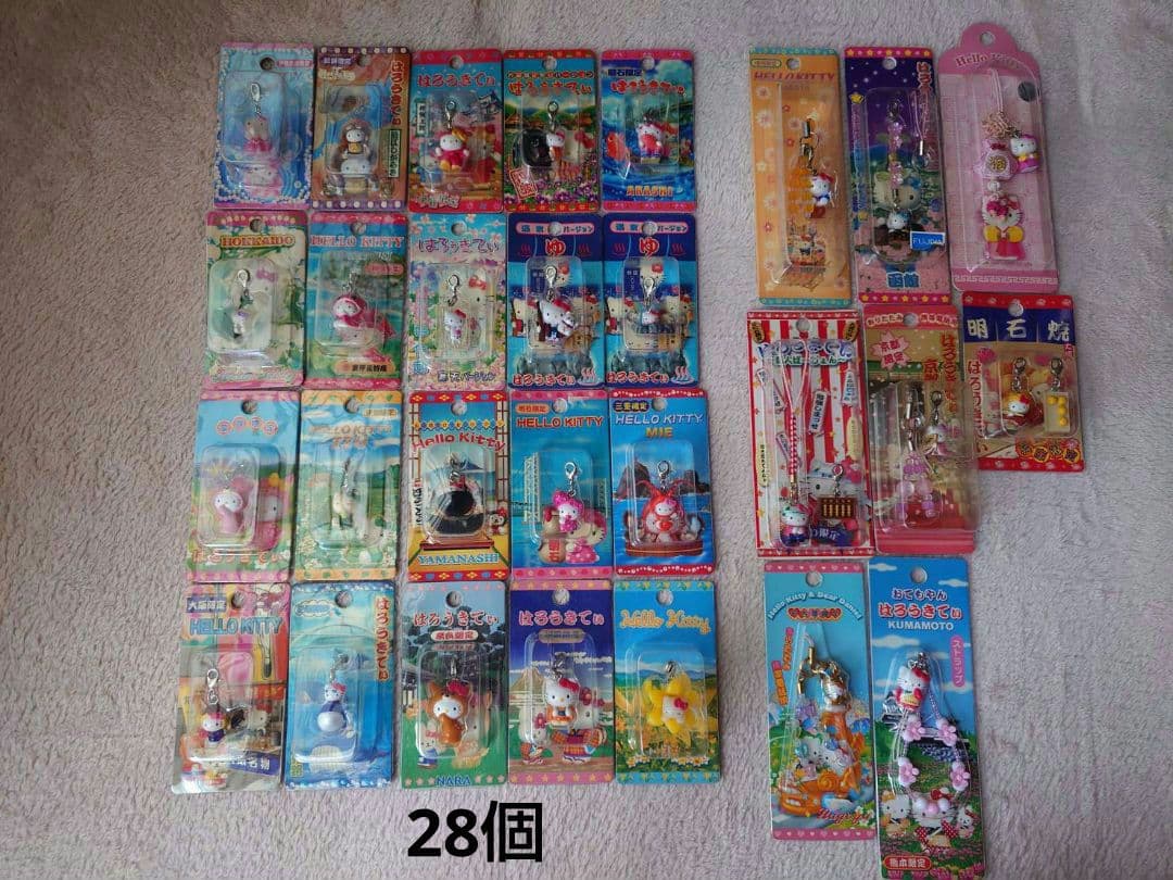 【未使用】全91個 HelloKitty ご当地ストラップ 根付け まとめ売り
