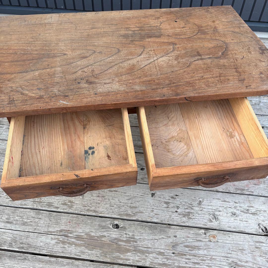 昭和レトロ 無垢材 木製文机 書斎机 ローテーブル 座卓 古家具 経台ビンテージ