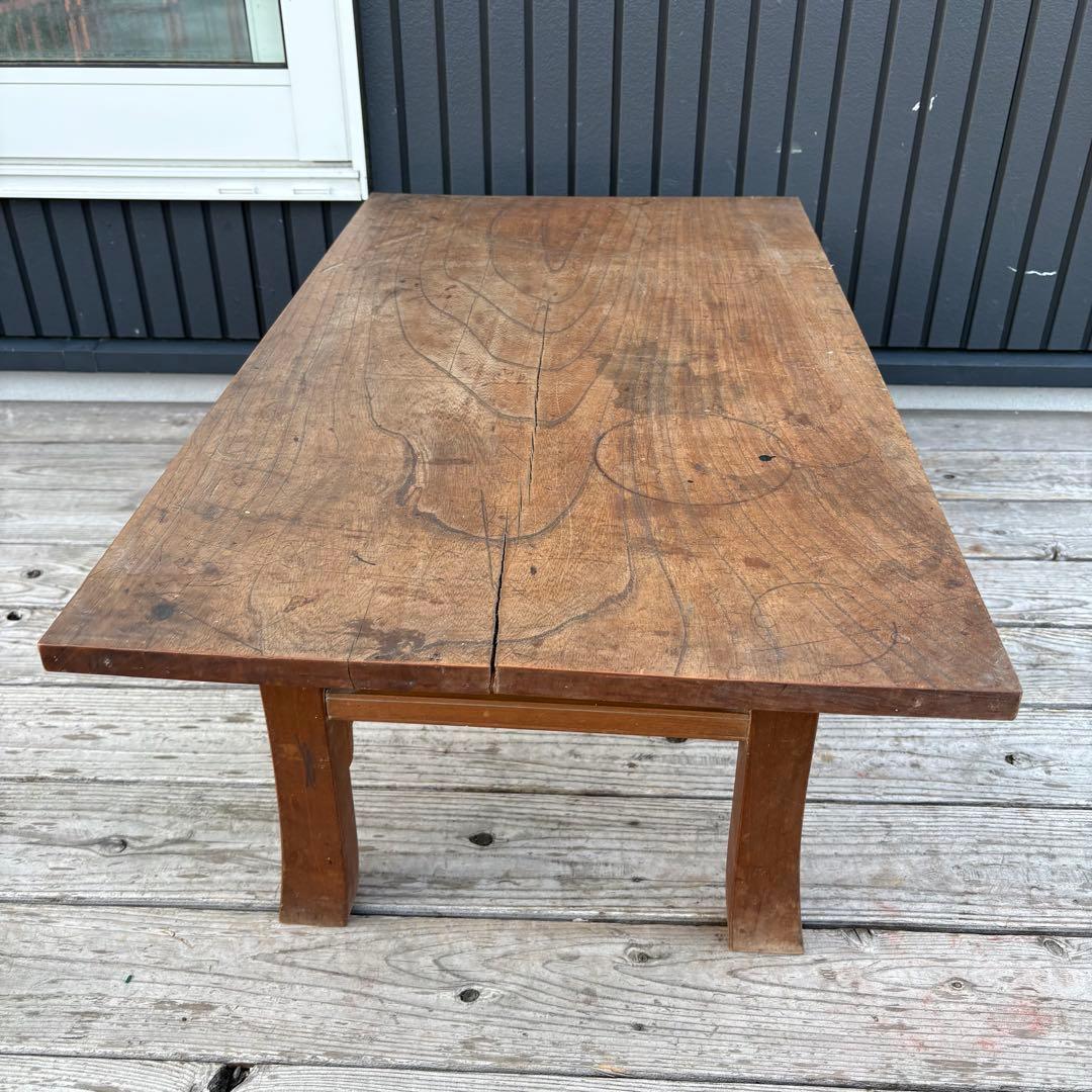 昭和レトロ 無垢材 木製文机 書斎机 ローテーブル 座卓 古家具 経台ビンテージ