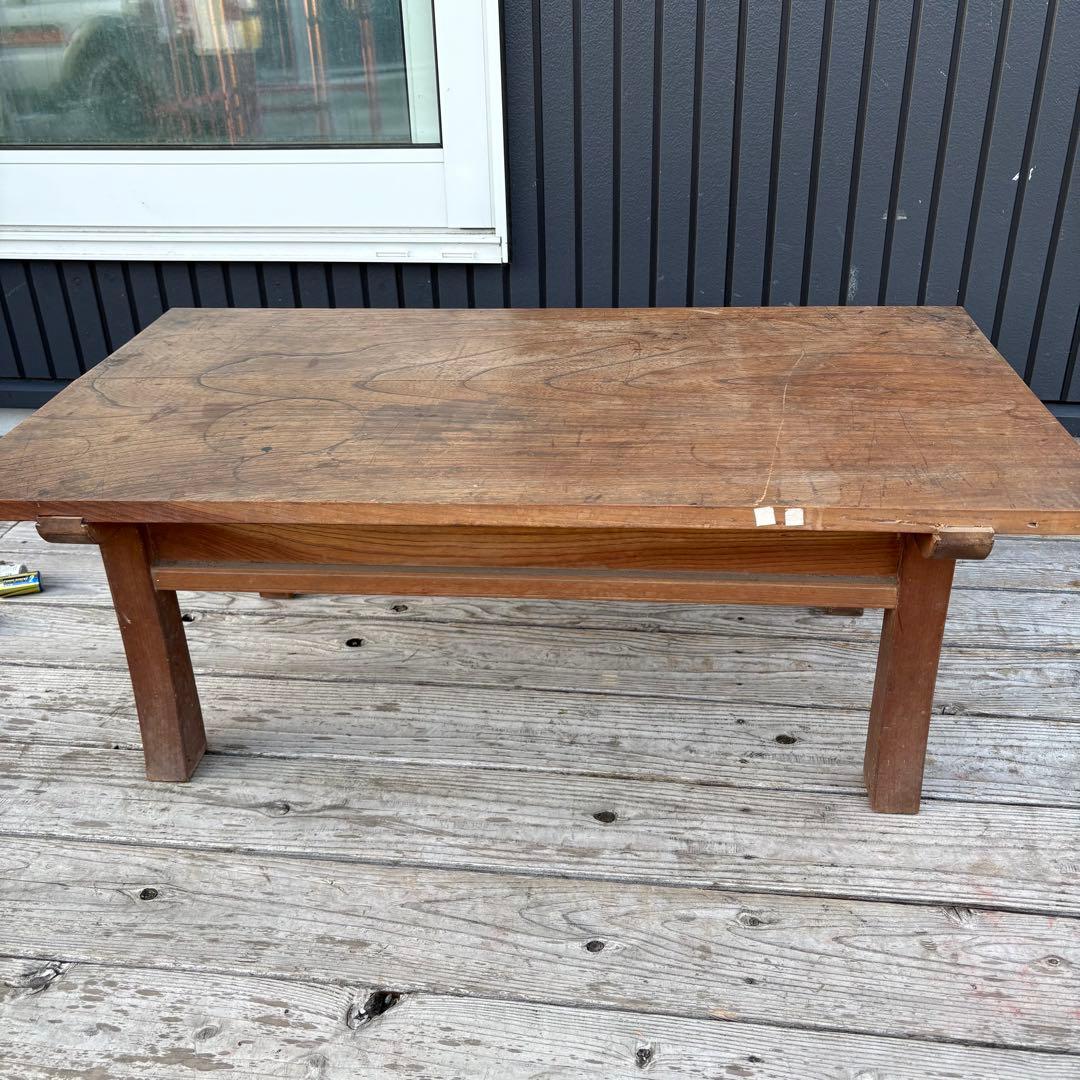 昭和レトロ 無垢材 木製文机 書斎机 ローテーブル 座卓 古家具 経台ビンテージ