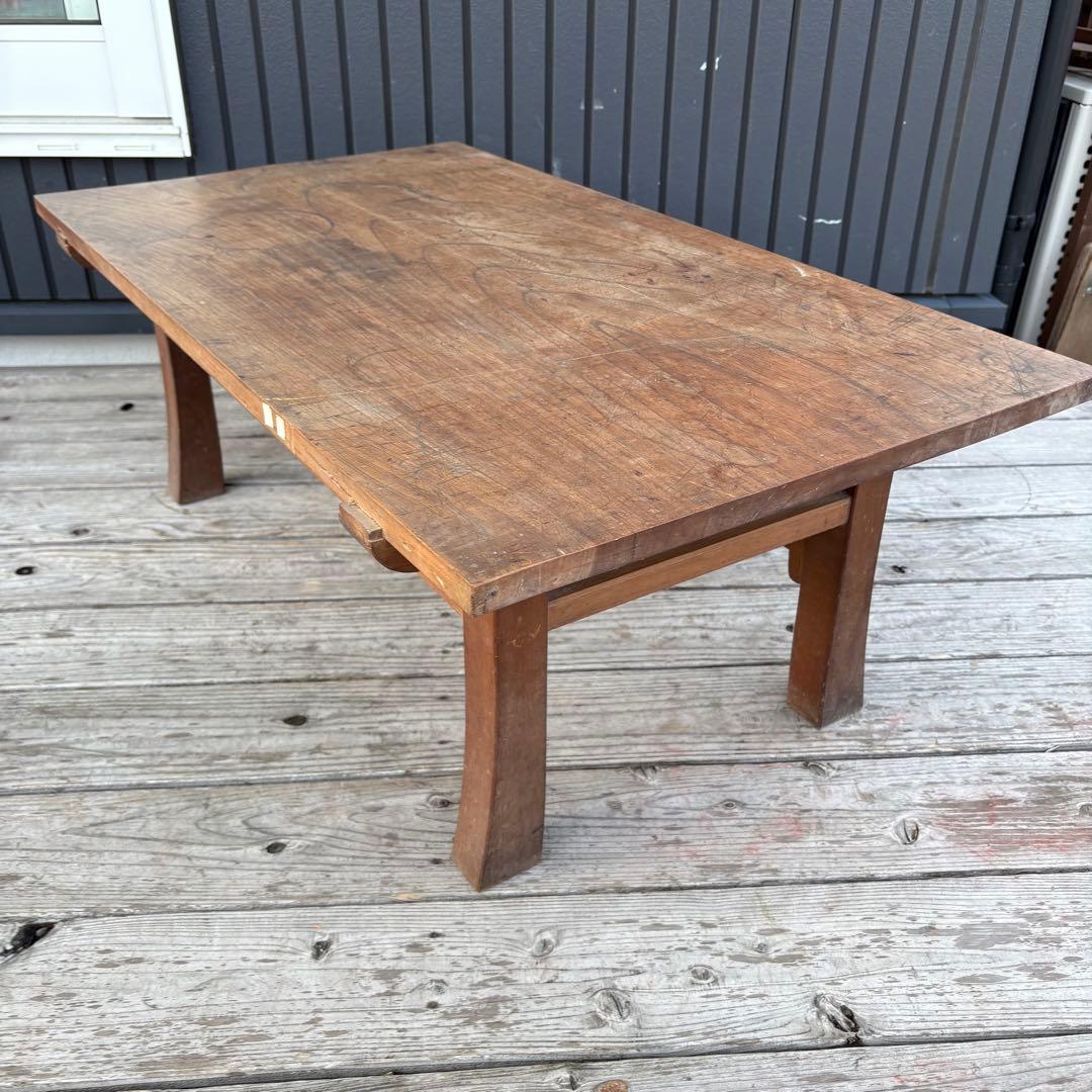 昭和レトロ 無垢材 木製文机 書斎机 ローテーブル 座卓 古家具 経台ビンテージ