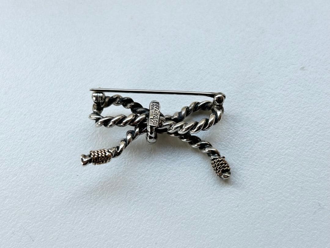 ♦︎①TIFFANY&Co. コンビ ツイスト ロープ リボン ブローチ K14