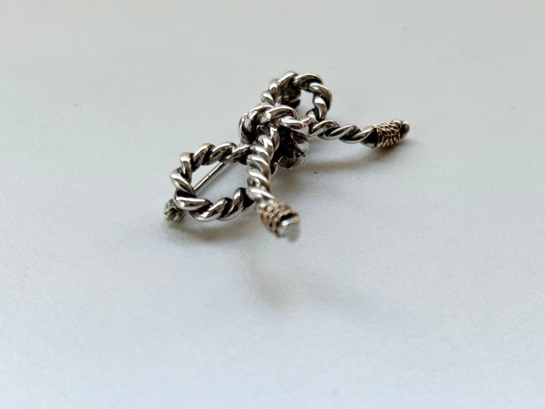 ♦︎①TIFFANY&Co. コンビ ツイスト ロープ リボン ブローチ K14