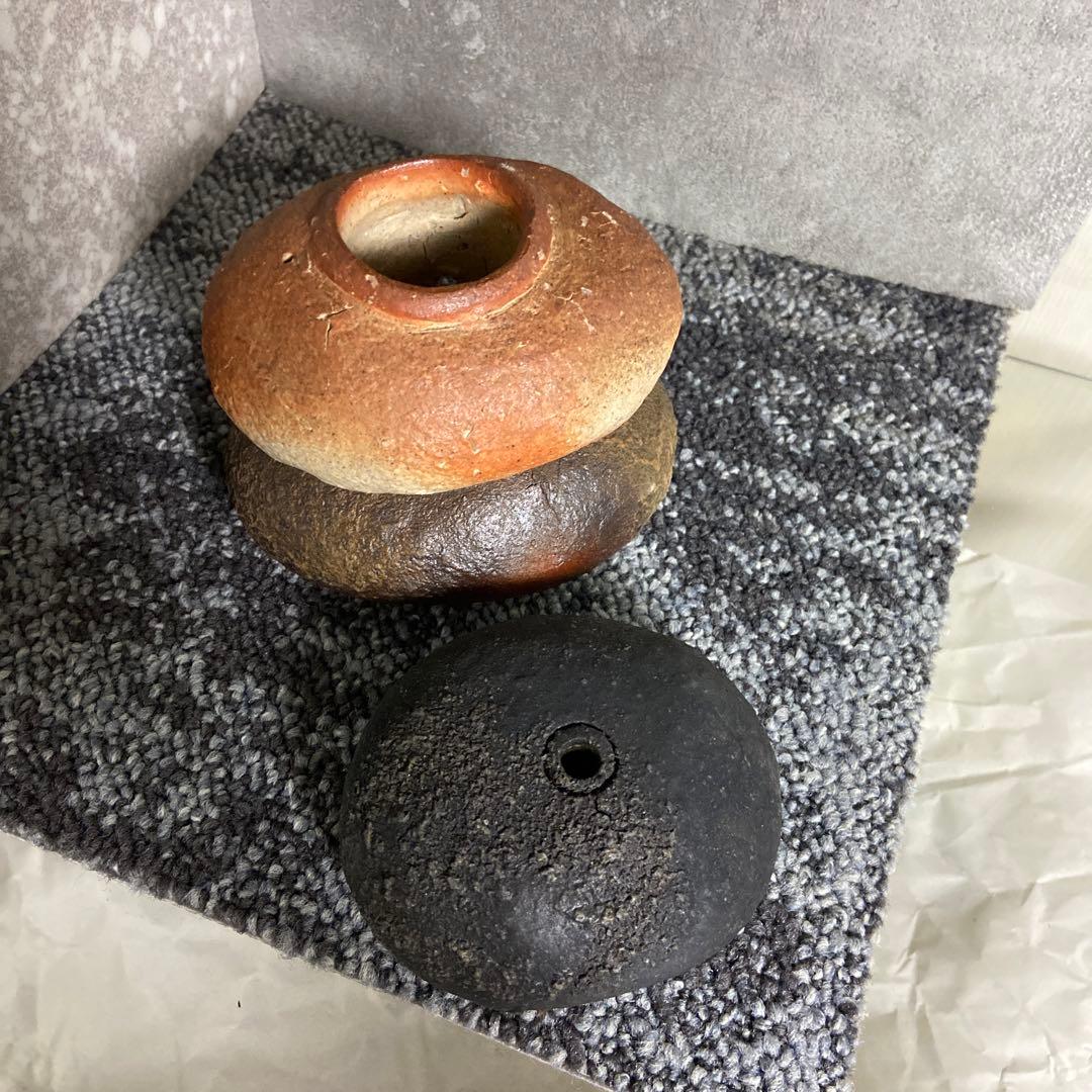 備前焼　脇本博之　香炉　花器　花瓶　一輪挿し　緋襷　窯変　カセ　置物　インテリア