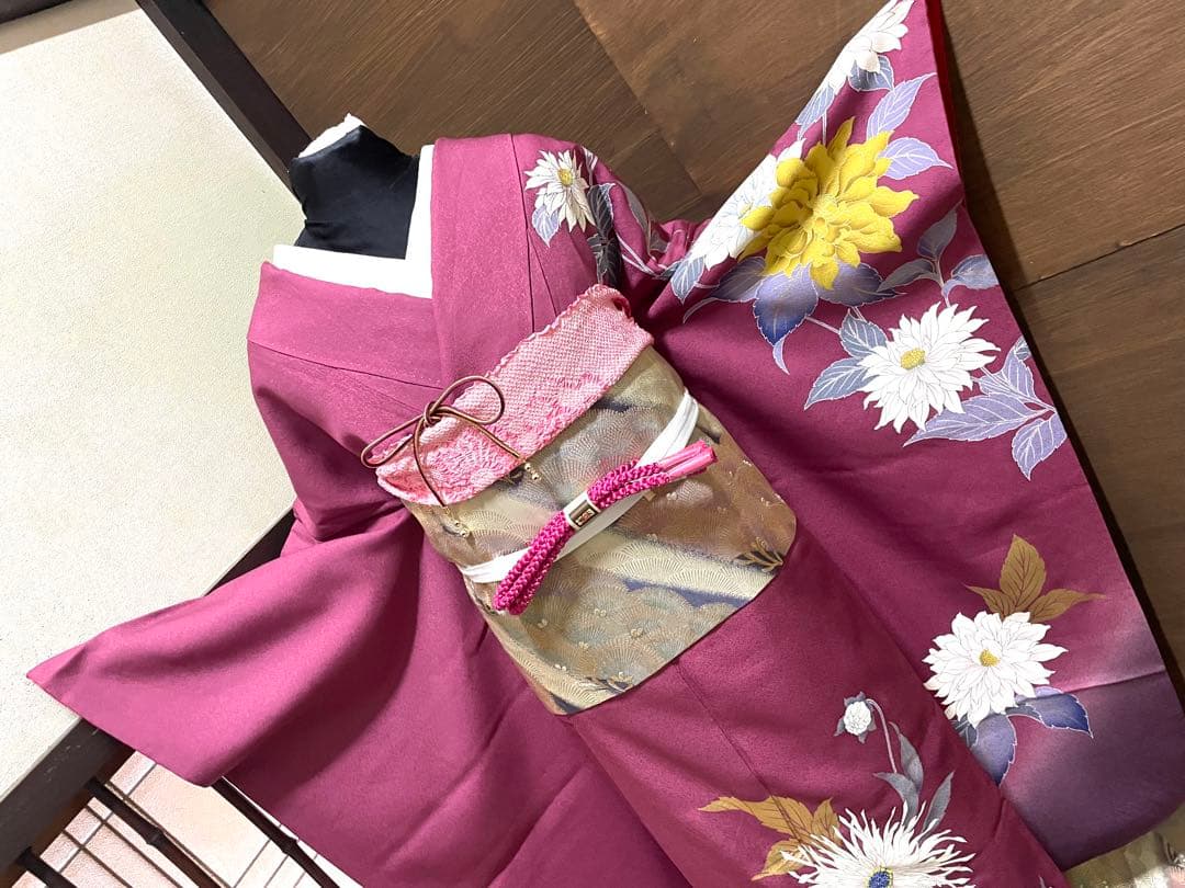 振袖 フルセット6点サイズM〜Ｌ草花　ビーズ　暈し染　金彩　正絹