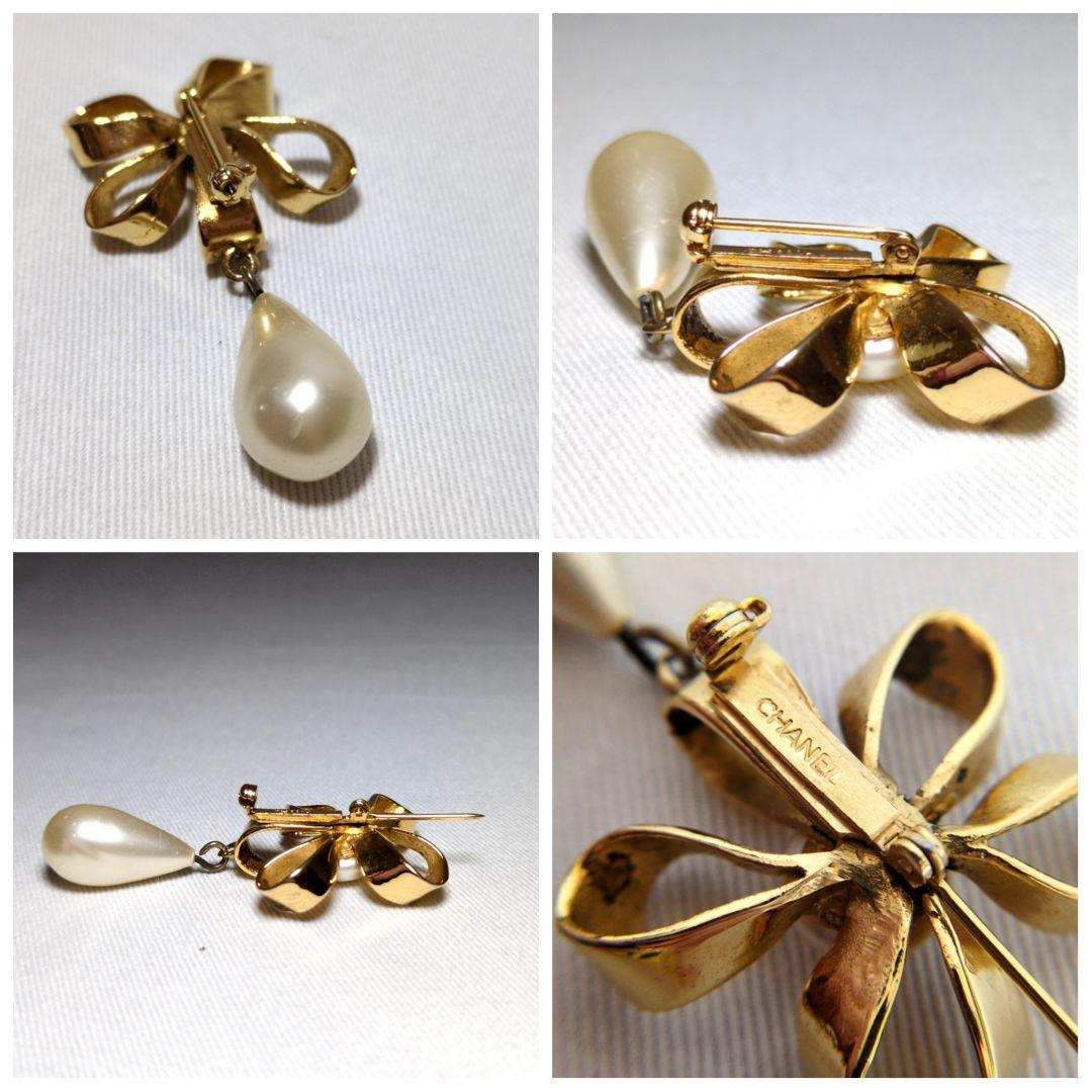 CHANEL　シャネル　ゴールド　フェイクパール　フラワー　ブローチ