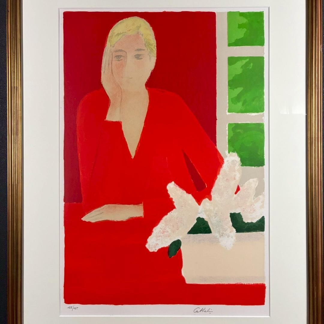 ベルナール・カトラン「ルバティエールのレジーヌ」リトグラフ 大作 直筆サイン入