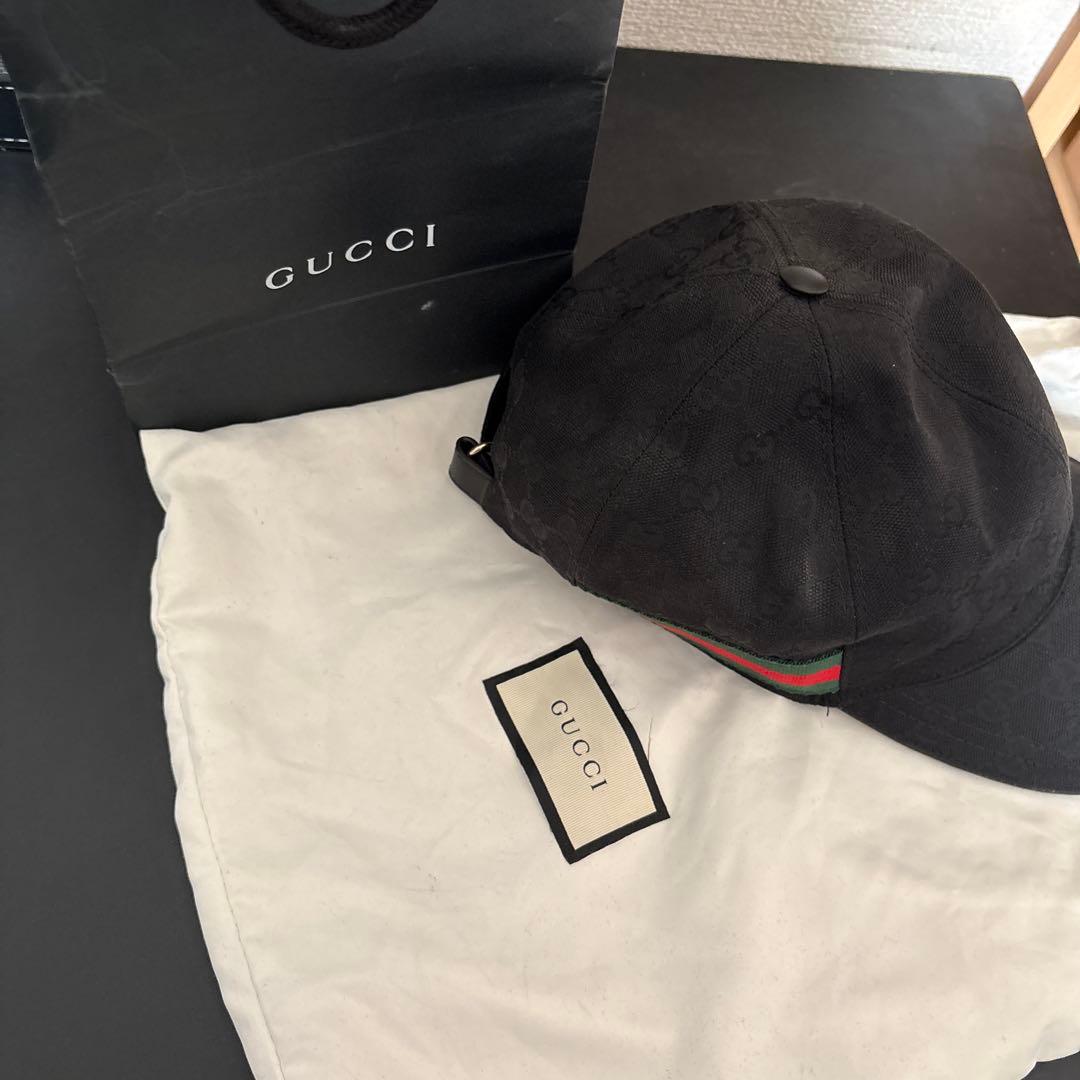 GUCCI グッチ オリジナルGGキャンバス ベースボールキャップ 黒
