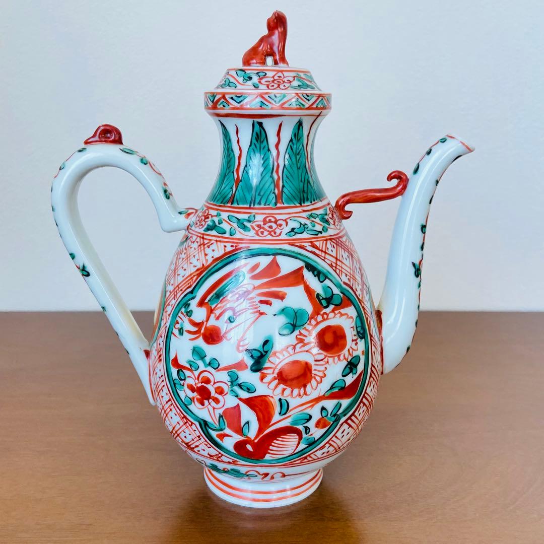 煎茶道具 盛盞瓶 赤絵　高野昭阿弥　共箱　茶器　水注　水差し　磁器　仙盞瓶