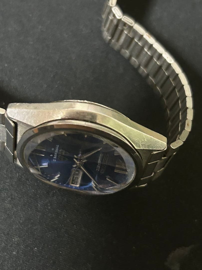 SEIKO タイプII. レトロクォーツ カットガラス　ブルー　稼働品