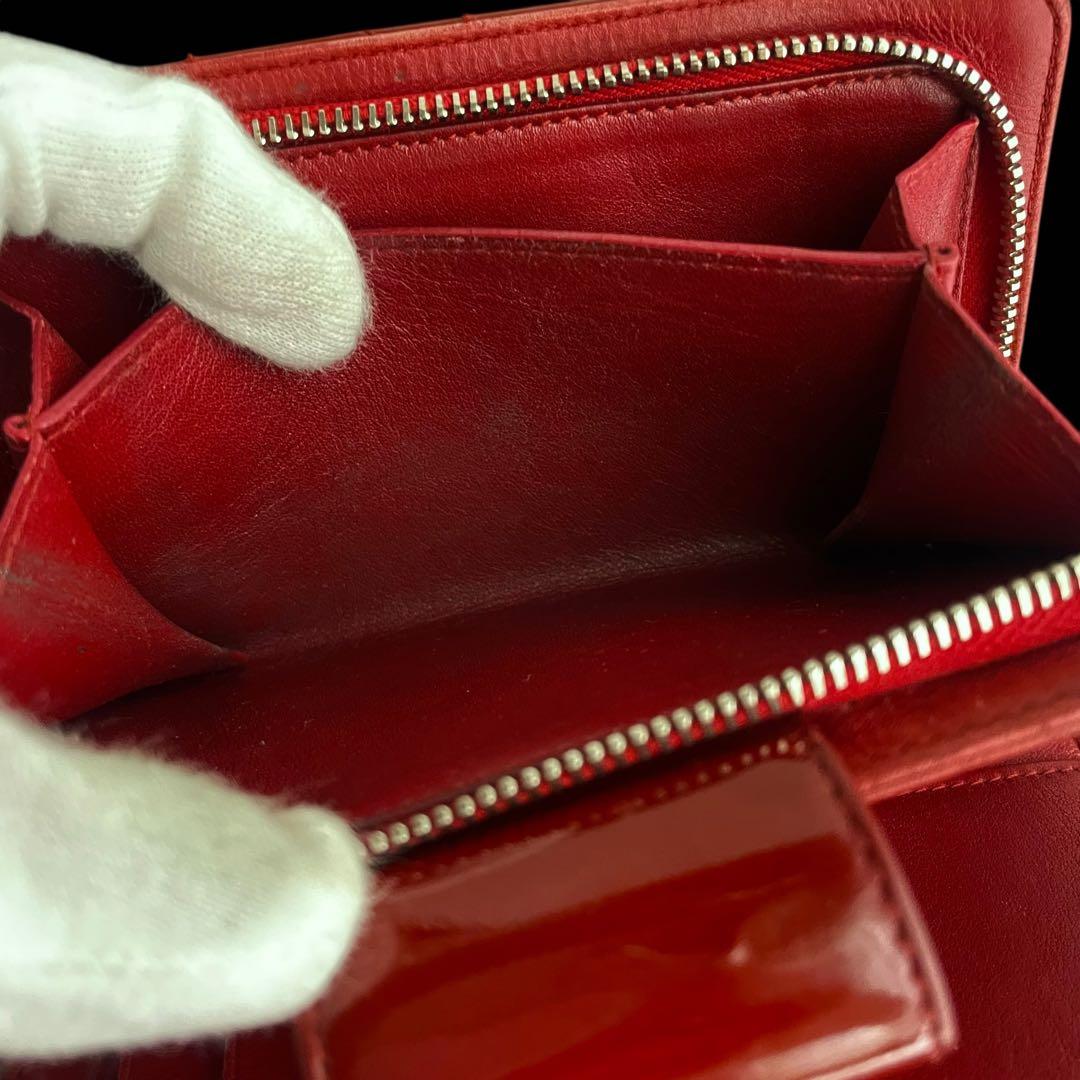 良品✨CHANELシャネル 財布 ダイヤ ココマーク マトラッセ エナメル　赤