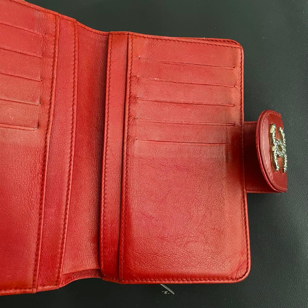 良品✨CHANELシャネル 財布 ダイヤ ココマーク マトラッセ エナメル　赤