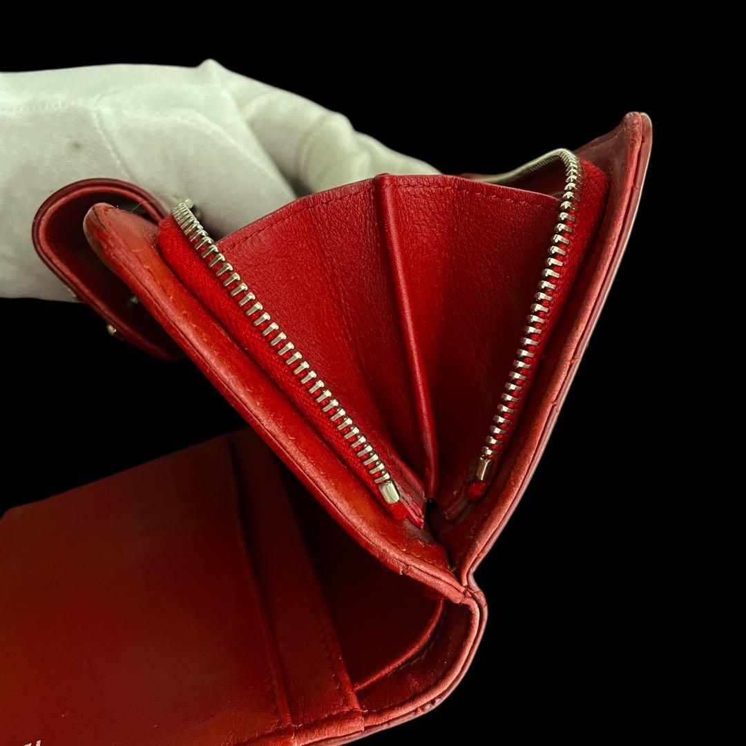 良品✨CHANELシャネル 財布 ダイヤ ココマーク マトラッセ エナメル　赤