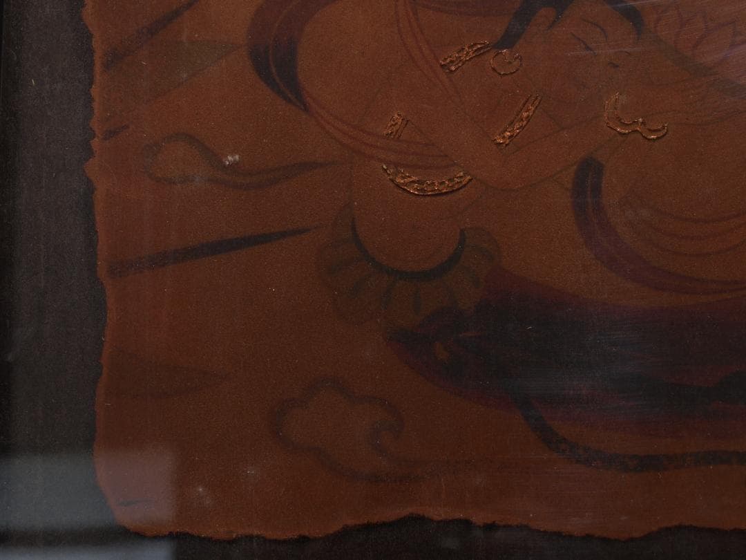中国唐時代　敦煌莫高窟壁画 彩絵　人物像 発掘品 古美術 AK1749A1-5