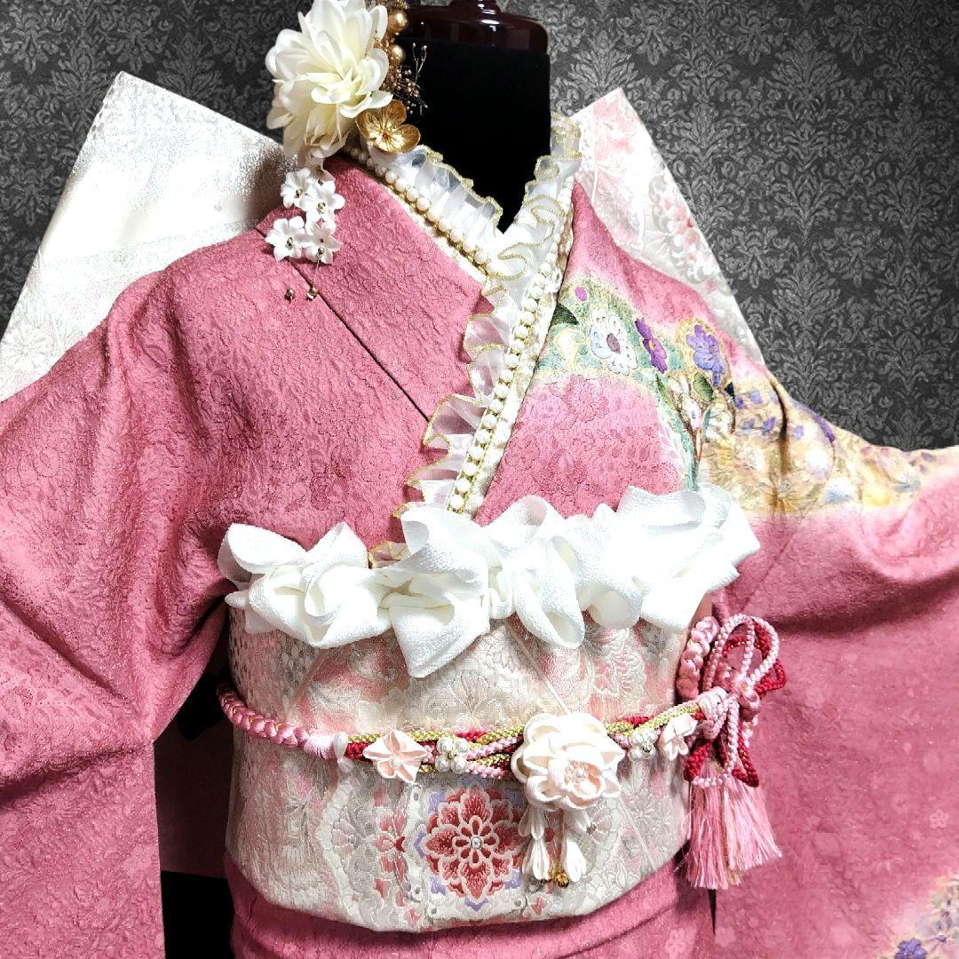 振袖フルセット(7点)・辻ヶ花・辻が花・花絞り・金通し・胴裏正絹・高級手縫い