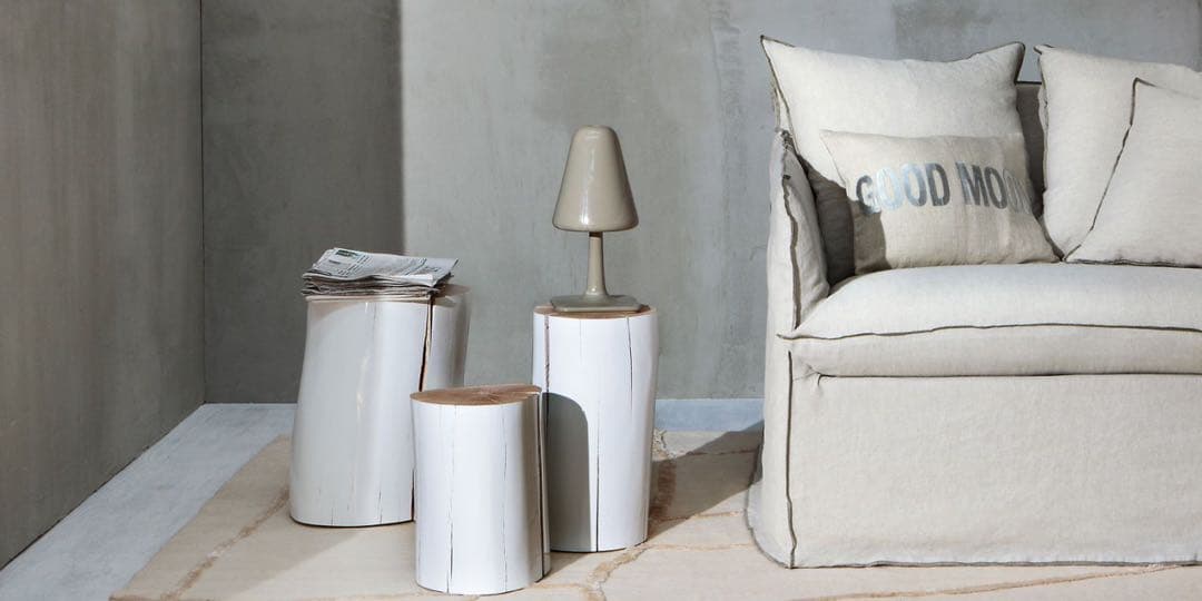 【極美品】ジェルバゾーニ/log/サイドテーブル/ログ/ホワイト/S