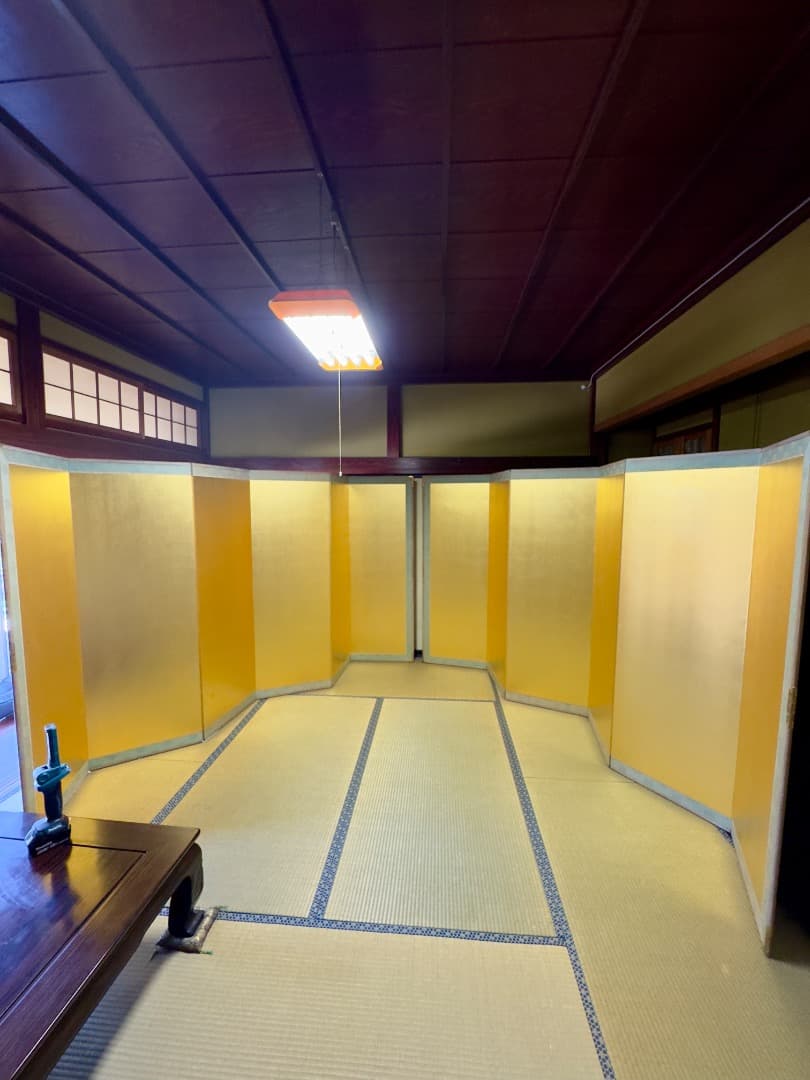 金沢製 金箔屏風 二曲一双 約100年前 美品