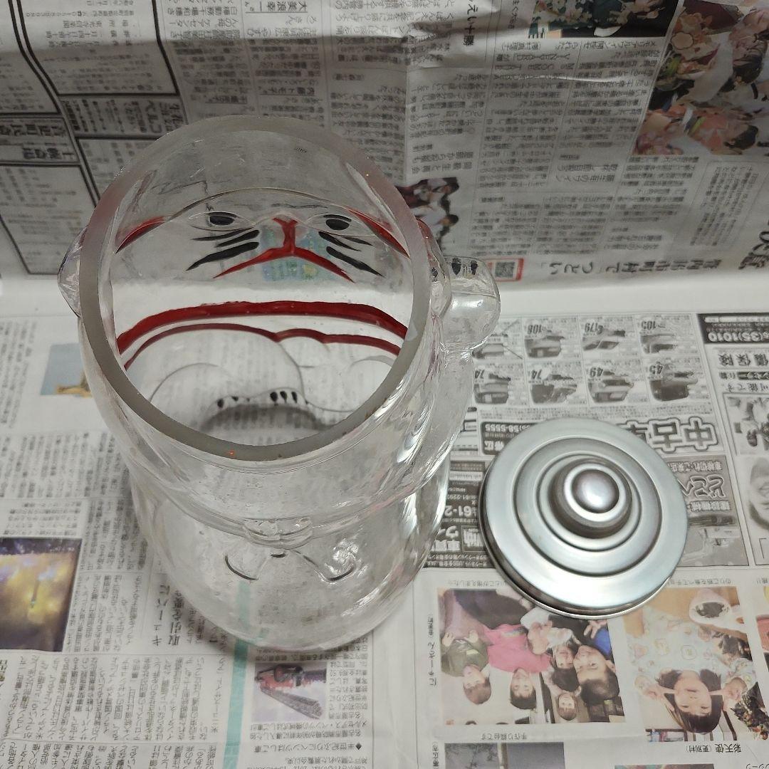 昭和レトロ 招き猫 ガラスビン ブリキ蓋付き アンティーク